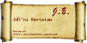 Jáni Bertalan névjegykártya